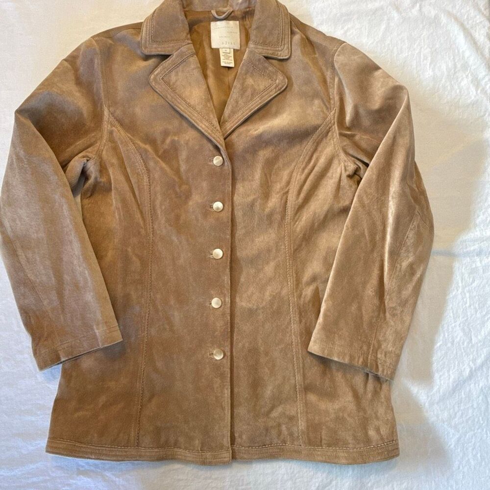 J. Jill | Vintage Y2K Tan Suede Leather Blazer Jacket | Fully Lined | Size M